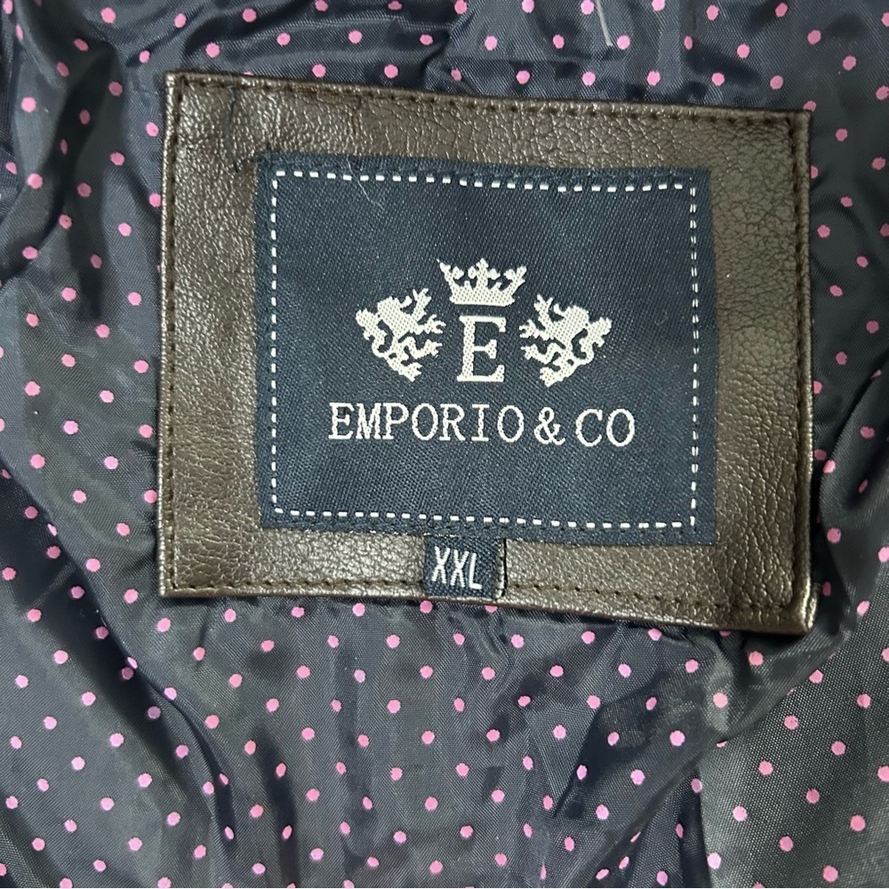 NWT‎ Emporio &Co Dark Brown Faux Leather Jacket Coat Size XXL Fits like a Large - Picture 4 of 16